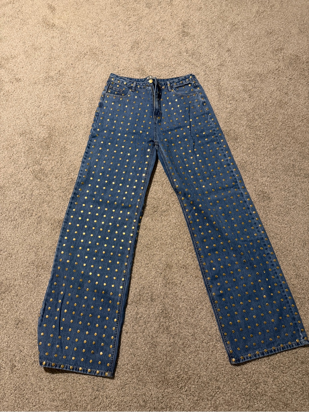 Gold Studded Blue Women's 10 Tall Jeans